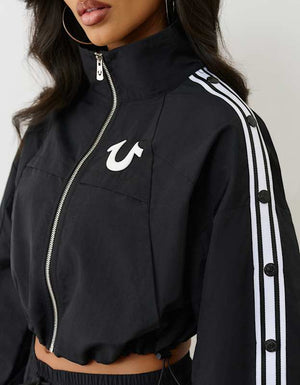 True Religion Shrunken Nylon Track Jacket Jet Black