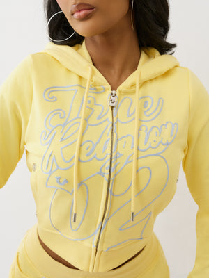 True Religion Hoodie Tr Shrunken Zip Sunshine