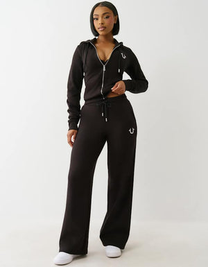 True Religion Lurex Buddha Straight Leg Pant Jet Black