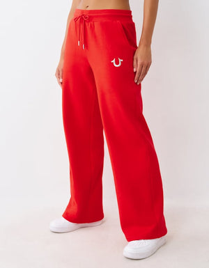 True Religion Lurex Buddha Straight Leg Pant Flame Scarlet