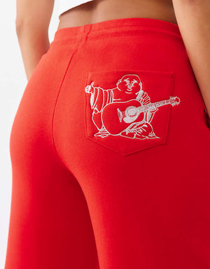 True Religion Lurex Buddha Straight Leg Pant Flame Scarlet