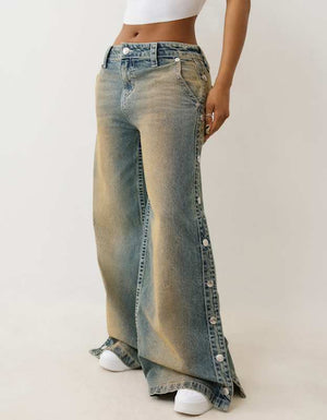 True Religion  Jessie Tear Away Baggy Jean Seafoam Serenity