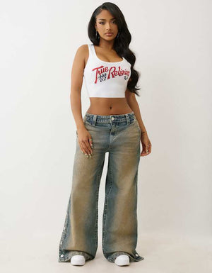 True Religion  Jessie Tear Away Baggy Jean Seafoam Serenity