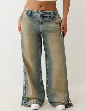 True Religion  Jessie Tear Away Baggy Jean Seafoam Serenity