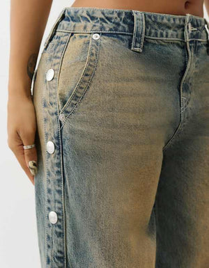 True Religion  Jessie Tear Away Baggy Jean Seafoam Serenity