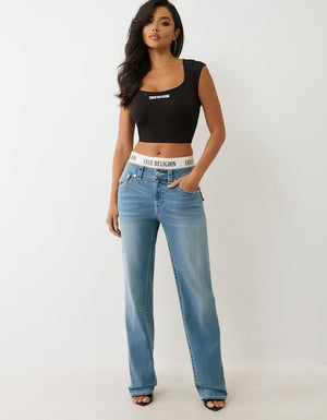 True Religion Elastic Ricki Relaxed St Flap Beach Fire