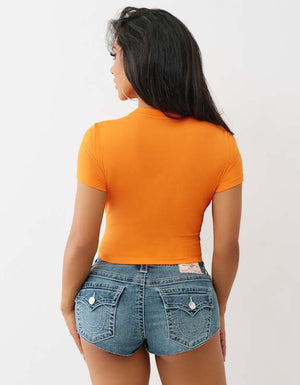 True Religion Tr Palm Tree Baby Tee Exotic Orange