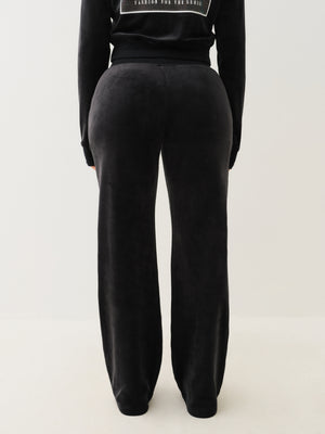 True Religion Velour Crystl Hs Straight Leg Jet Black-True Religion