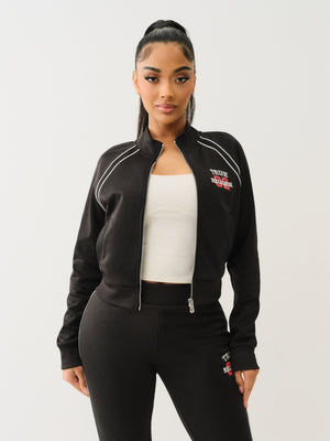 True Religion Sporty Shrunken Track Jkt Jet Black-True Religion