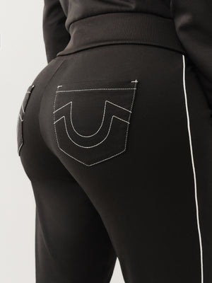 True Religion Sporty Bootcut Track Pant Jet Black-True Religion