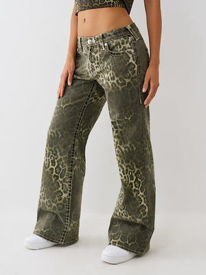 True Religion Jeans Bobbi Low Rise Big T Camo Leopard