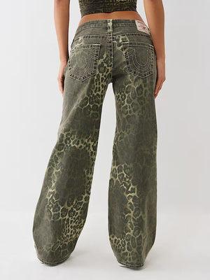True Religion Jeans Bobbi Low Rise Big T Camo Leopard