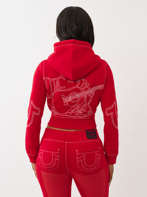 True Religion Hoodie Anniversary Big T Shrnkn Scarlet Sage
