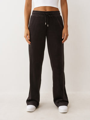 True Religion Sweatpants Crystal Velour Jet Black