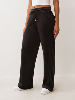 True Religion Sweatpants Crystal Velour Jet Black