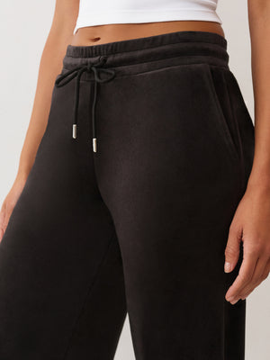 True Religion Sweatpants Crystal Velour Jet Black