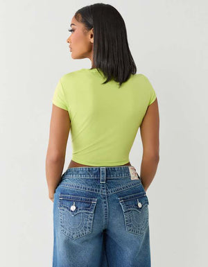 True Religion Crystal Wing V Notch Tee Daiquiri Green