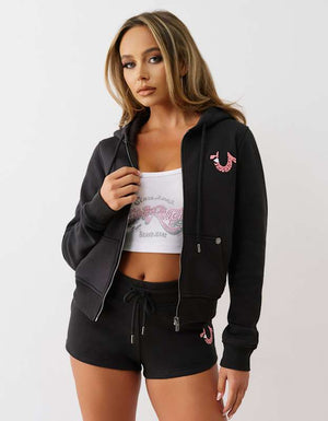 True Religion I Love Tr Classic Zip Hoodie Jet Black