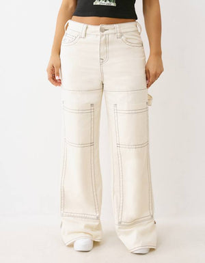 True Religion Bobbi Baggy Carpenter Big T Winter White