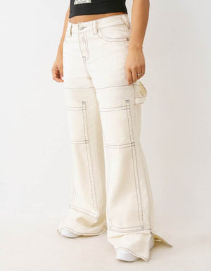 True Religion Bobbi Baggy Carpenter Big T Winter White