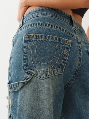 True Religion Jeans Carpenter Bobbi Baggy Globe Trek W/ Destroy