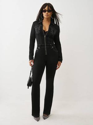 True Religion Jumpsuit Knitigo Bootcut Black Rinse