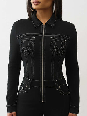 True Religion Jumpsuit Knitigo Bootcut Black Rinse