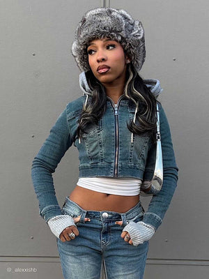 True Religion Jacket Shurnken Denim Hoodie Honey Crisp