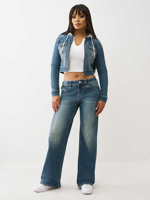 True Religion Jacket Shurnken Denim Hoodie Honey Crisp