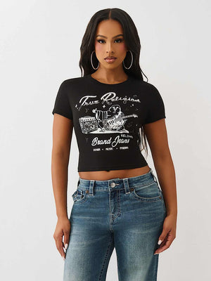 True Religion T-Shirt Crystal Buddha Ss Baby Jet Black
