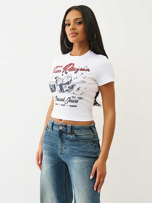 True Religion T-Shirt Crystal Buddha Ss Baby Optic White