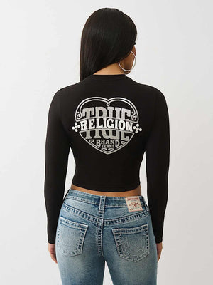 True Religion T-Shirt Glitter Puff Heritage Baby Black