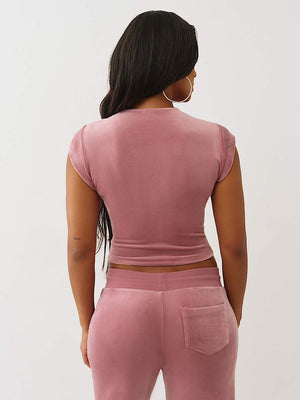 True Religion T-Shirt Crystal Tr Velour Ss Baby Nostalgia Rose