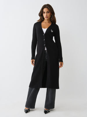 True Religion Faux Fur Duster Cardigan Jet Black