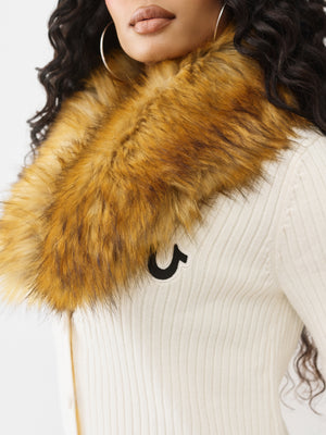 True Religion Faux Fur Duster Cardigan Winter White