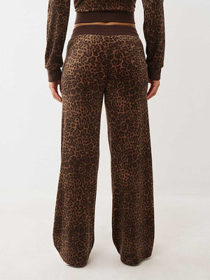 TRUE RELIGION SWEATPANTS CRYSTAL HS VELOUR STRAIGHT LEG LEOPARD