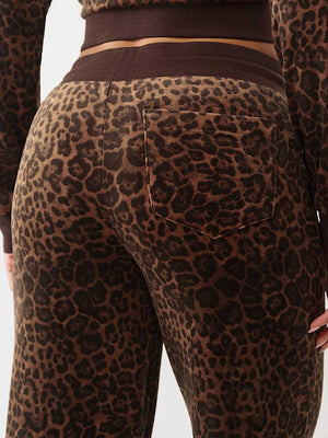 TRUE RELIGION SWEATPANTS CRYSTAL HS VELOUR STRAIGHT LEG LEOPARD