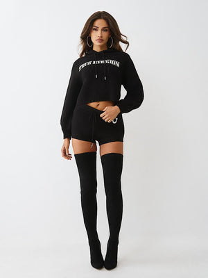 True Religion Sweater Hoodie Emb Pullover Jet Black