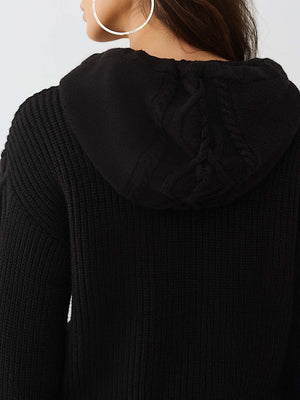 True Religion Sweater Hoodie Emb Pullover Jet Black