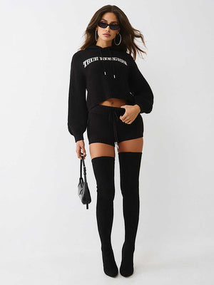 True Religion Shorts Embroidered Jet Black