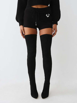 True Religion Shorts Embroidered Jet Black