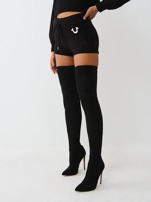 True Religion Shorts Embroidered Jet Black