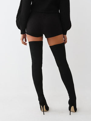 True Religion Shorts Embroidered Jet Black