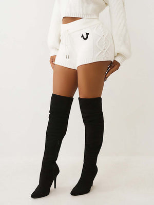 True Religion Shorts Embroidered Winter White