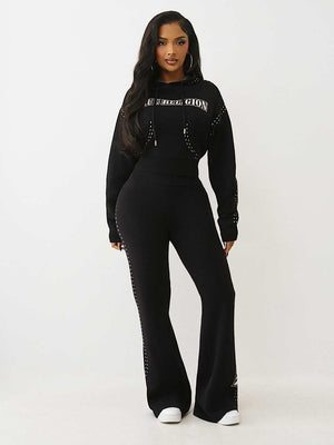 TRUE RELIGION SWEATPANTS JACQUARD RELAXED JET BLACK