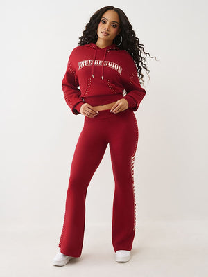 TRUE RELIGION SWEATPANTS JACQUARD RELAXED RHUBARB RED