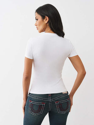 True Religion T-Shirt Crystal Buddha Ss Optic White