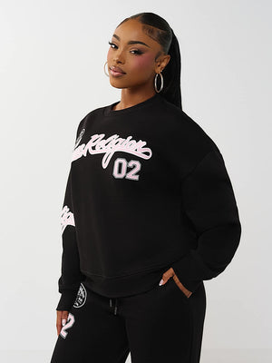 True Religion Sweater Boyfriend Pullover Jet Black