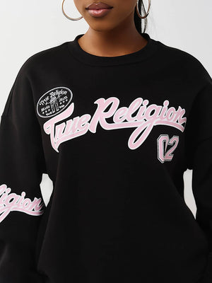 True Religion Sweater Boyfriend Pullover Jet Black