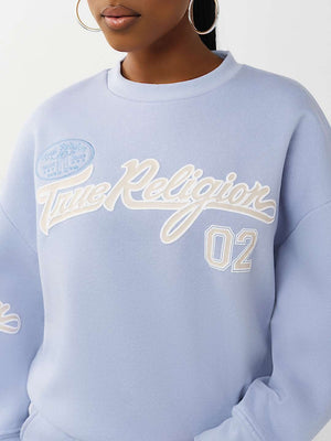 True Religion Sweater Boyfriend Pullover Brunnera Blue